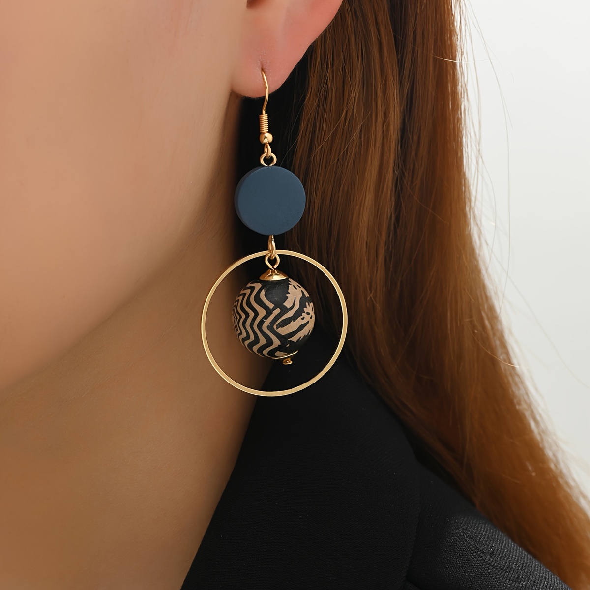 Bohemian Wooden Bead Dangle Earrings